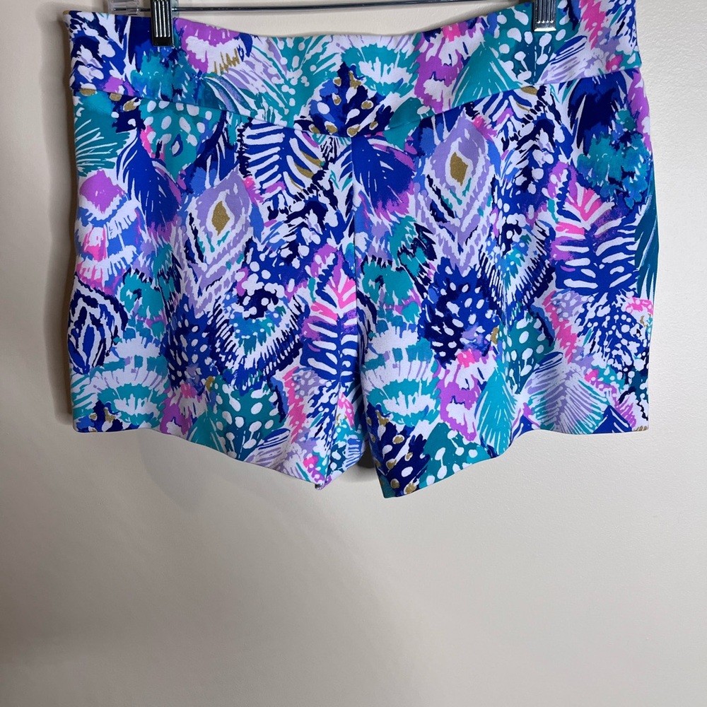 Lilly Pulitzer Blue and Pink Patterned Athletic Shorts